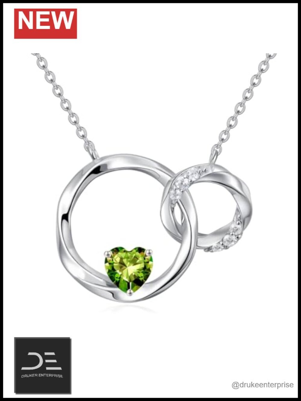 Sister Necklace 925 Sterling Silver Double Circle Birthstone Pendant Gift